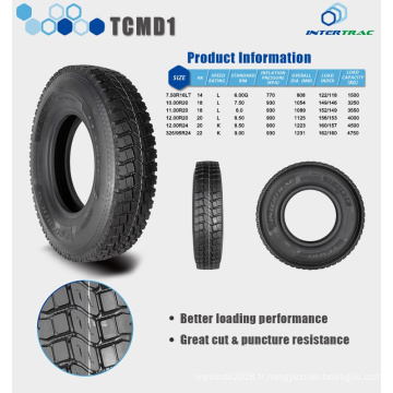 Pneu de camion INTERTRAC 325 / 95R24 TCMD1 avec tube, état de route de mélange Position de conduite, livraison rapide avec promesse de garantie